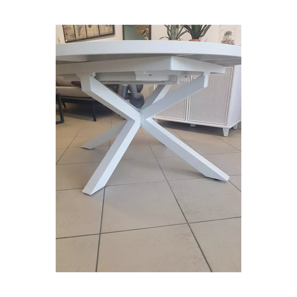 Table Nerja 145 en Aluminium blanc avec allonge