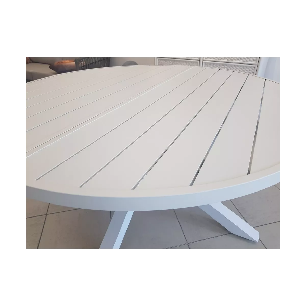 Table Nerja 145 en Aluminium blanc avec allonge