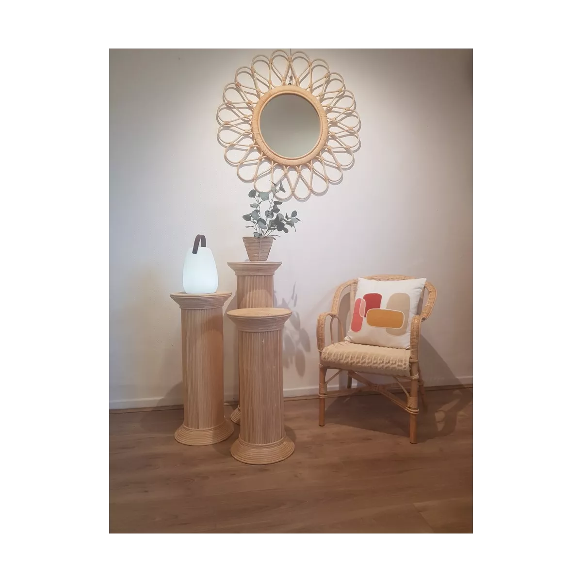 Colonne Romaine en Rotin H.91 cm Brut