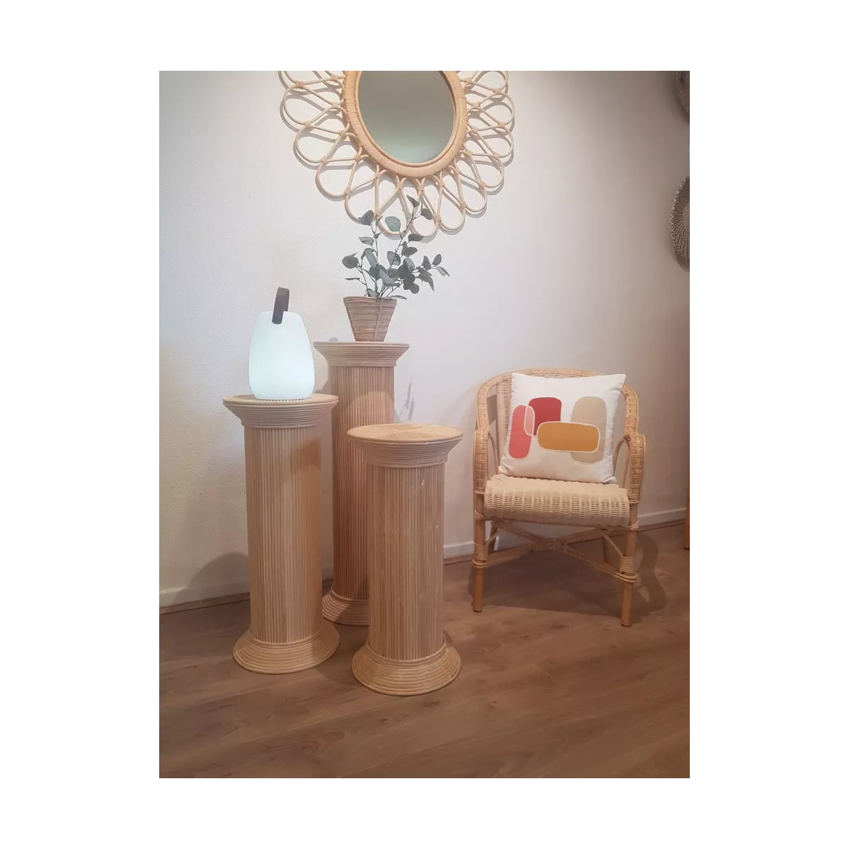 Colonne Romaine en Rotin H.91 cm Brut