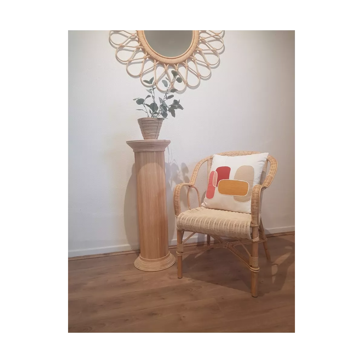 Colonne Romaine en Rotin H.91 cm Brut