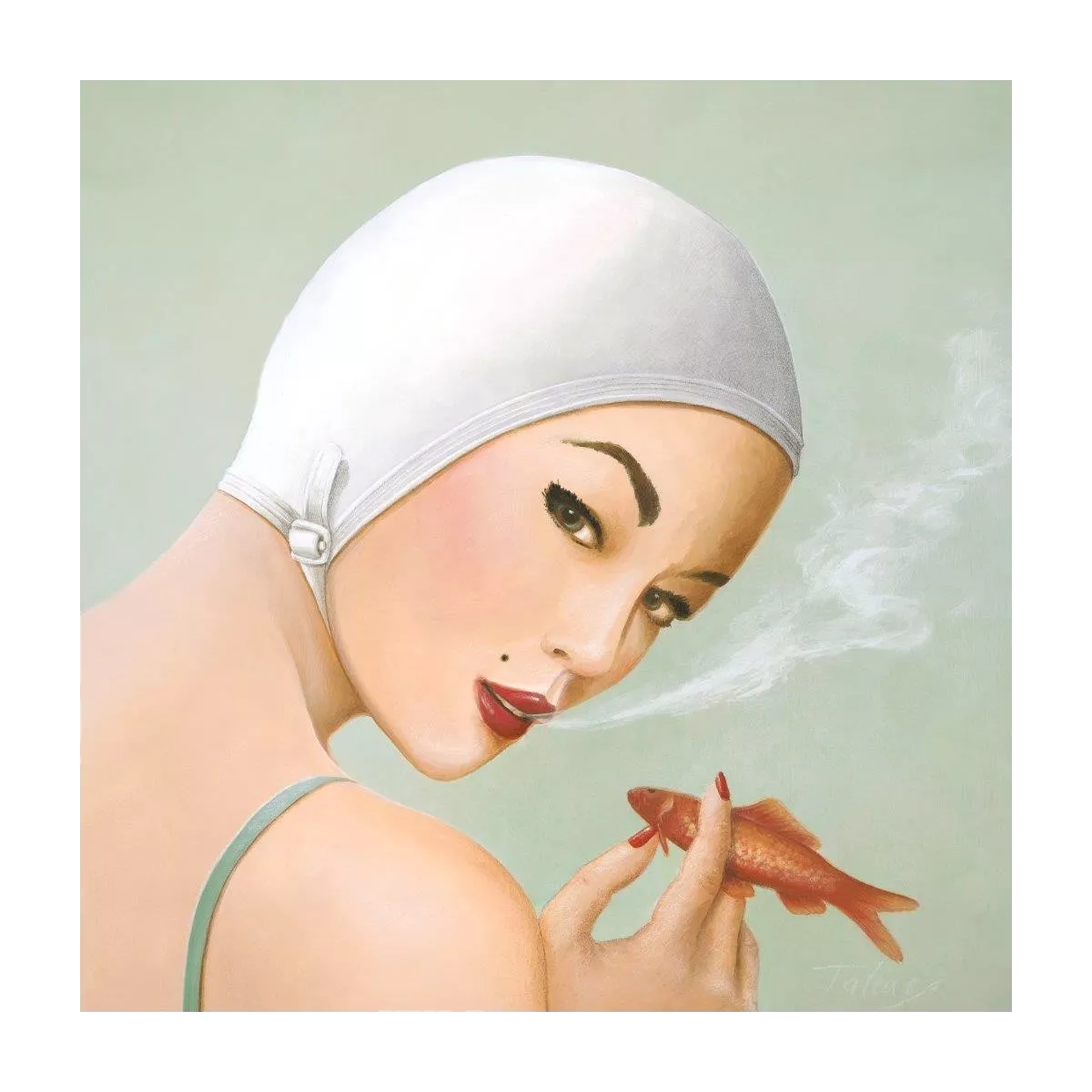 Tableau Baigneuse Poisson Fumé 75x75