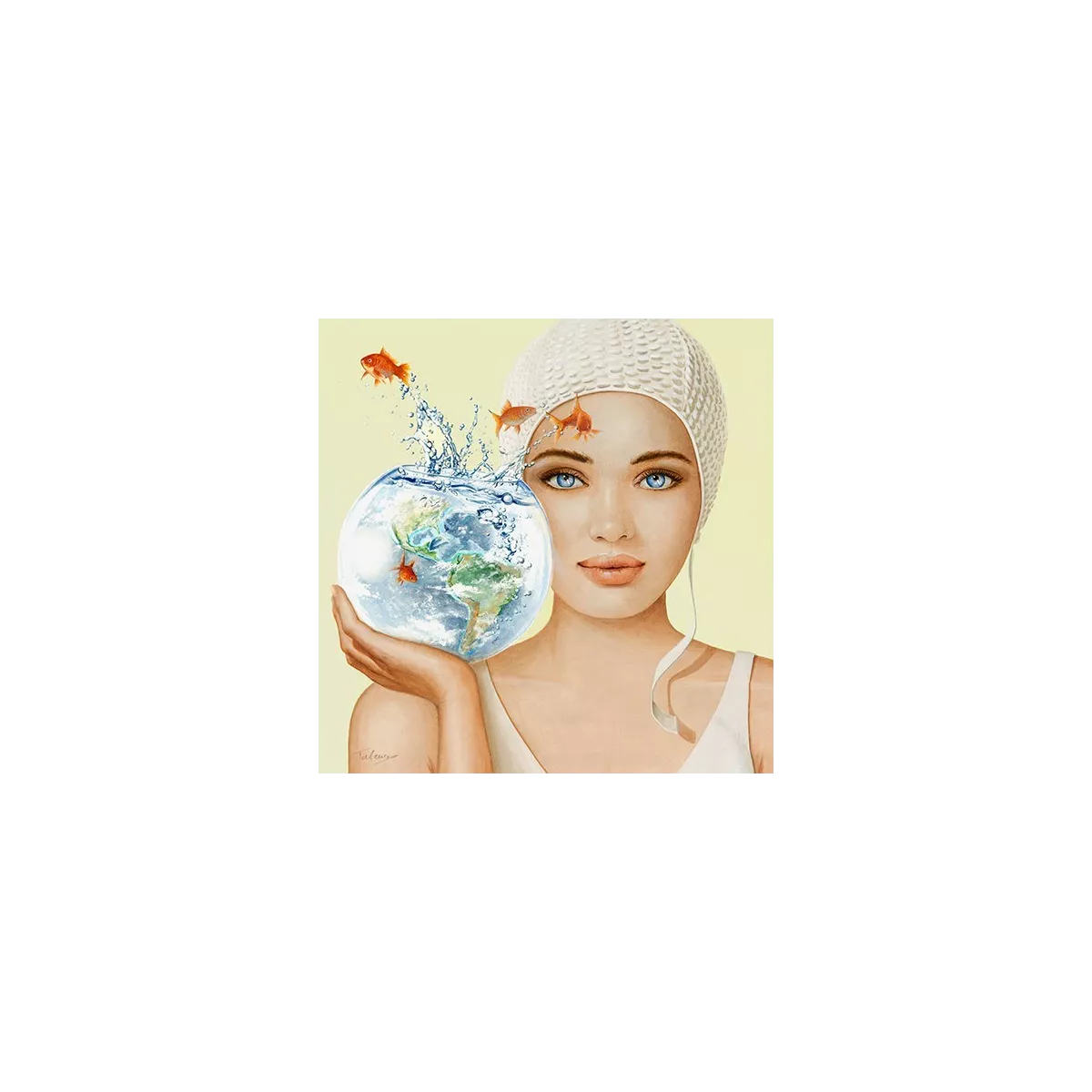 Tableau Baigneuse Sauve qui peut 75x75