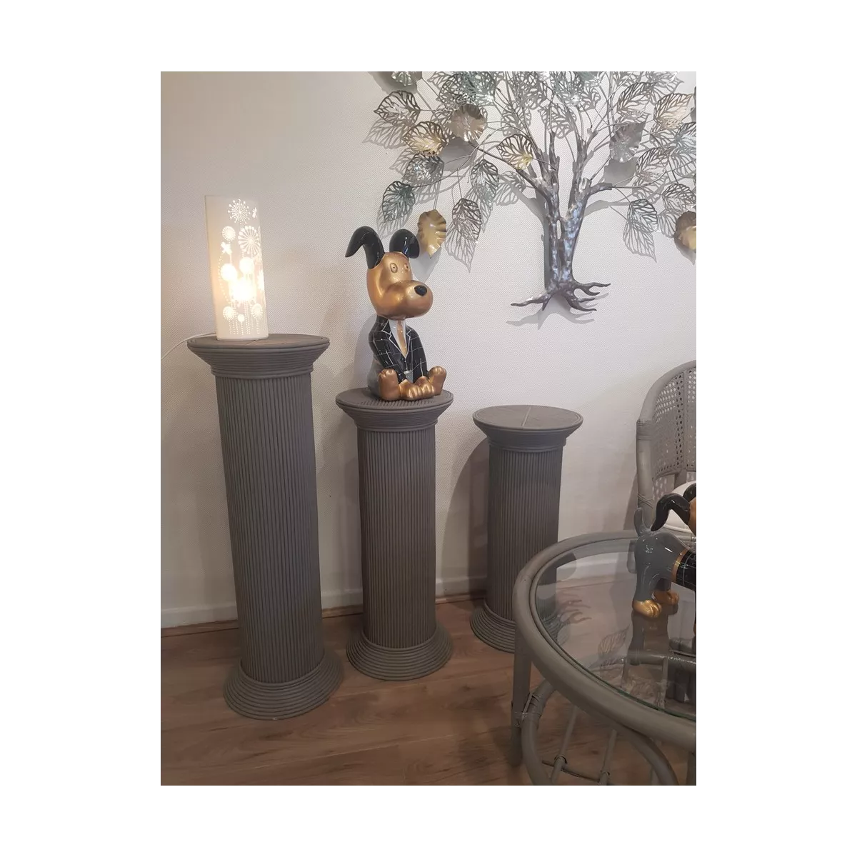 Colonne Romaine en Rotin H.67 cm Taupe