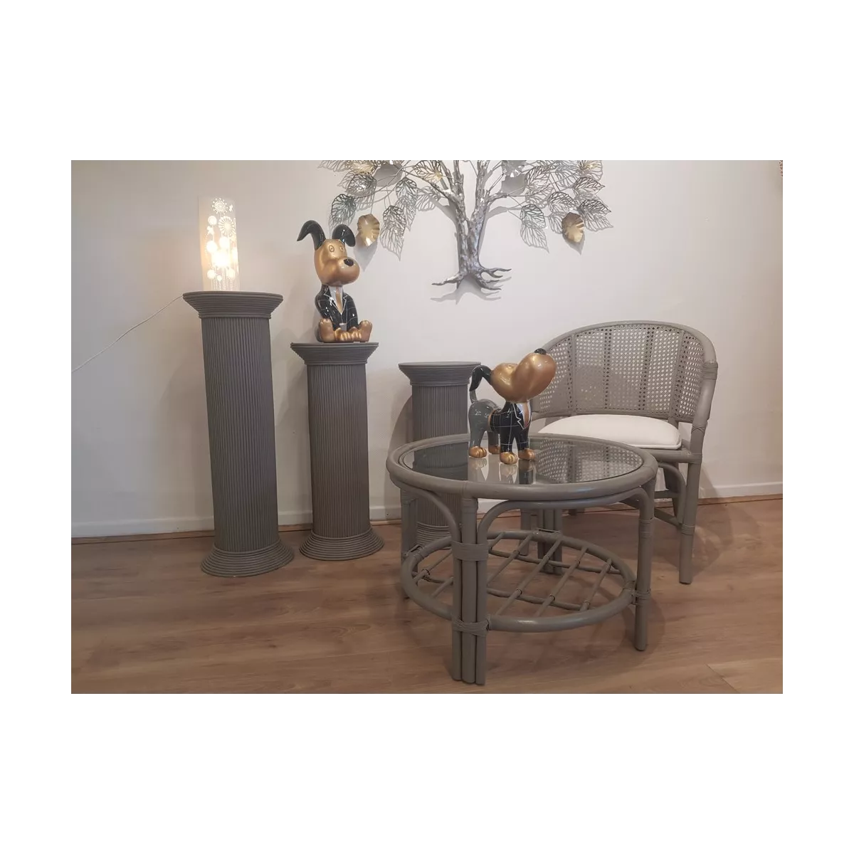 Colonne Romaine en Rotin H.67 cm Taupe