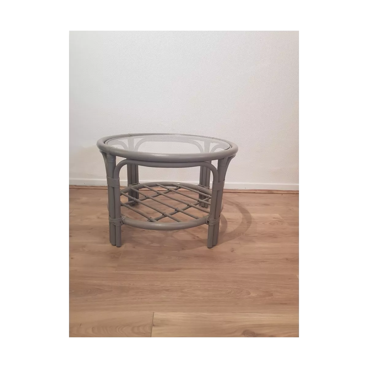 Table Basse en Rotin 68x68 Palerme Taupe
