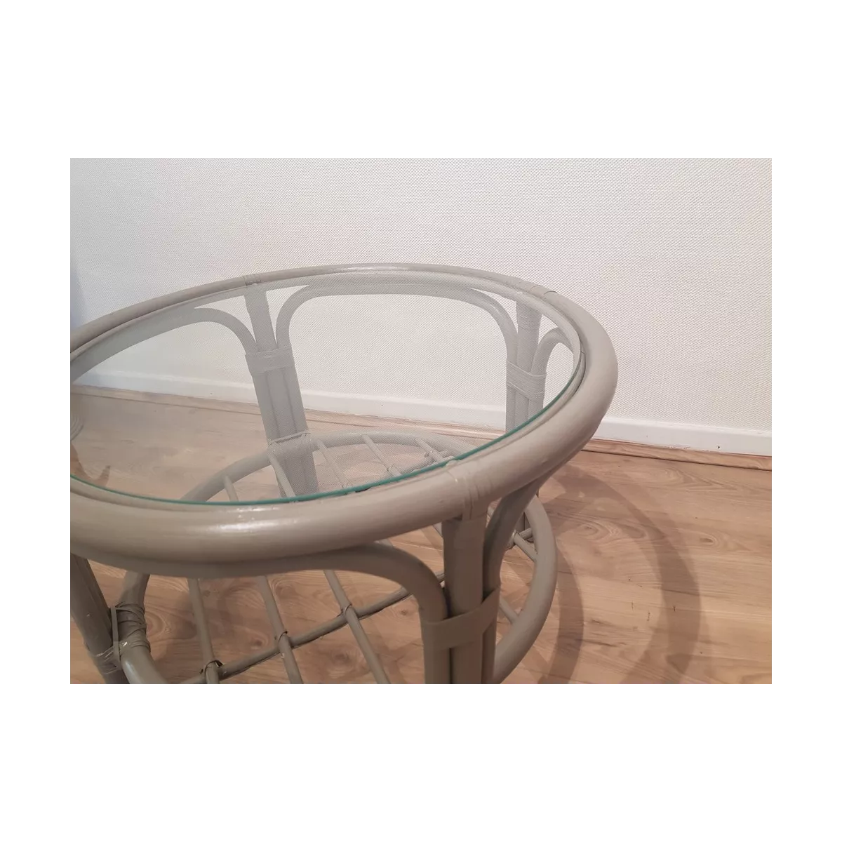 Table Basse en Rotin 68x68 Palerme Taupe