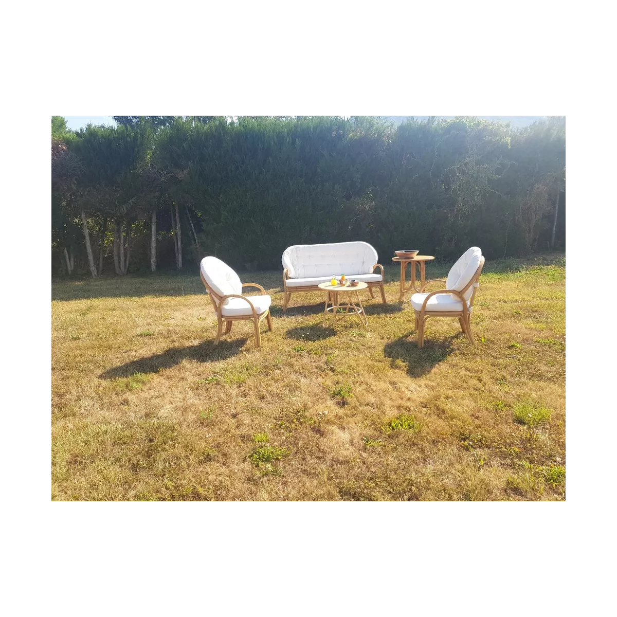 Salon de Jeux Natural Vintage : canapé 3 places + 2 fauteuils