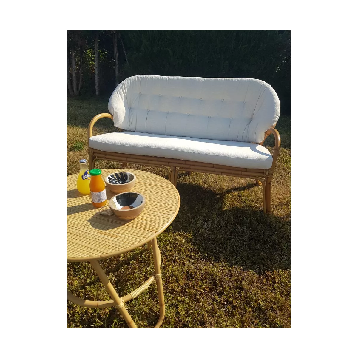 Salon de Jeux Natural Vintage : canapé 3 places + 2 fauteuils