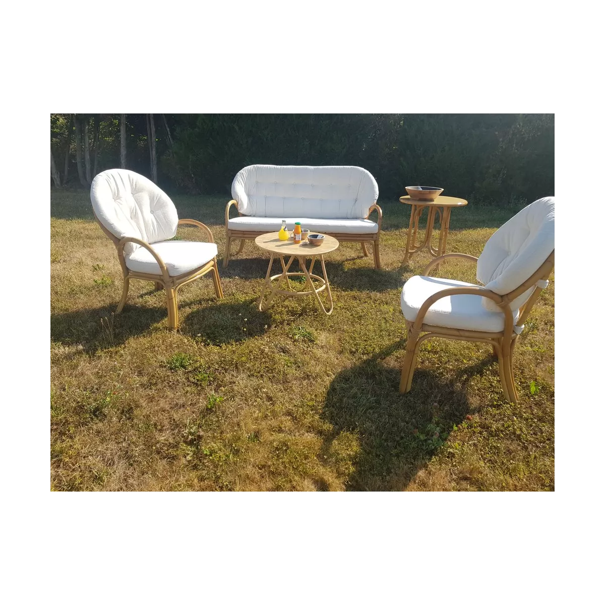 Salon de Jeux Natural Vintage : canapé 3 places + 2 fauteuils