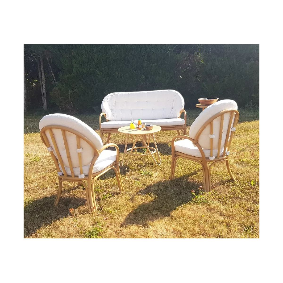 Salon de Jeux Natural Vintage : canapé 3 places + 2 fauteuils