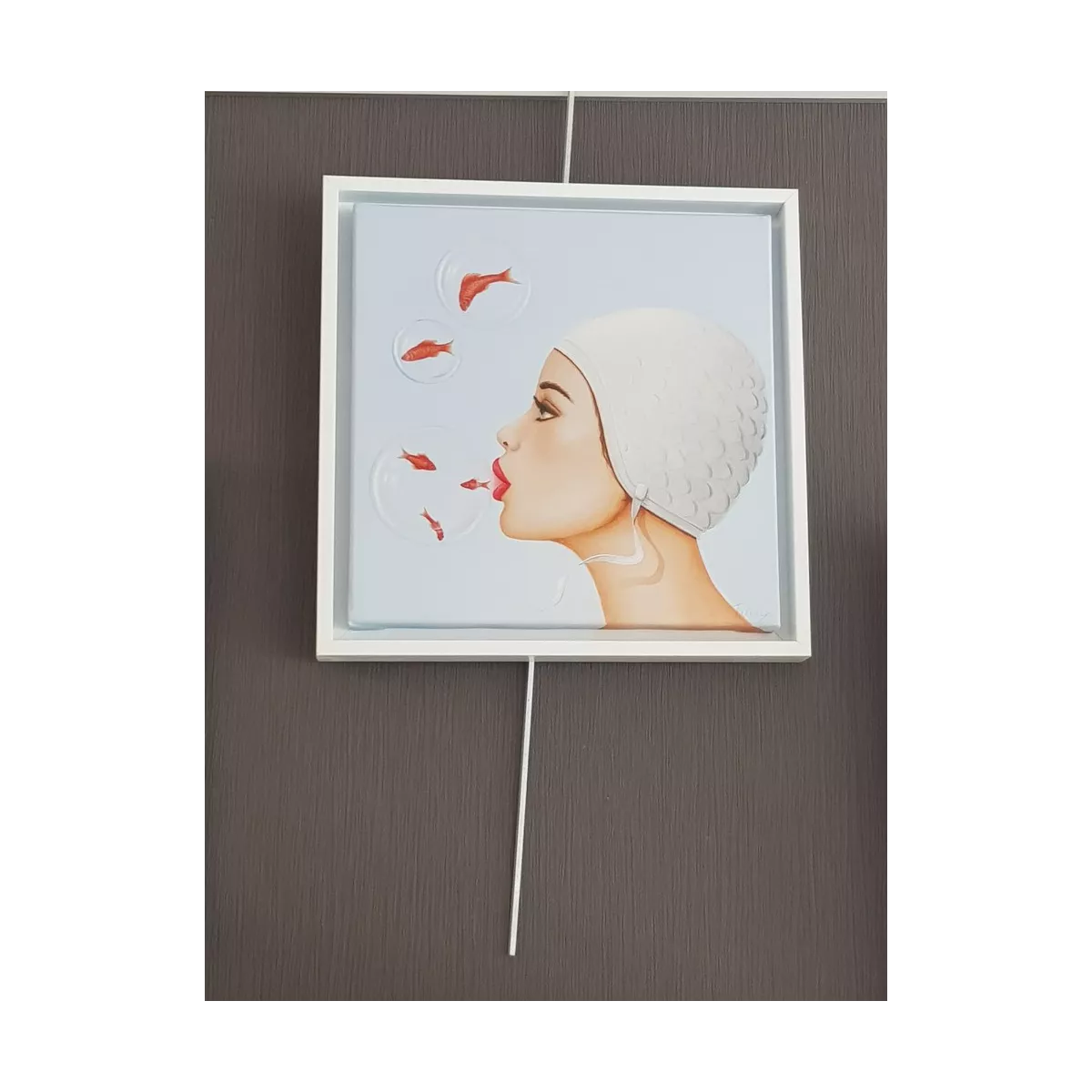Tableau Baigneuse Bulles 35x35