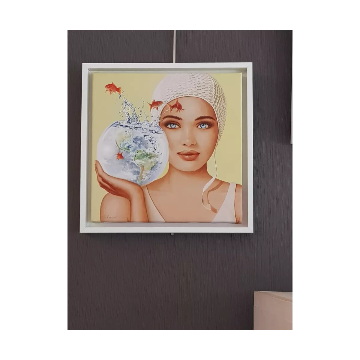 Tableau Baigneuse Sauve qui peut 35X35
