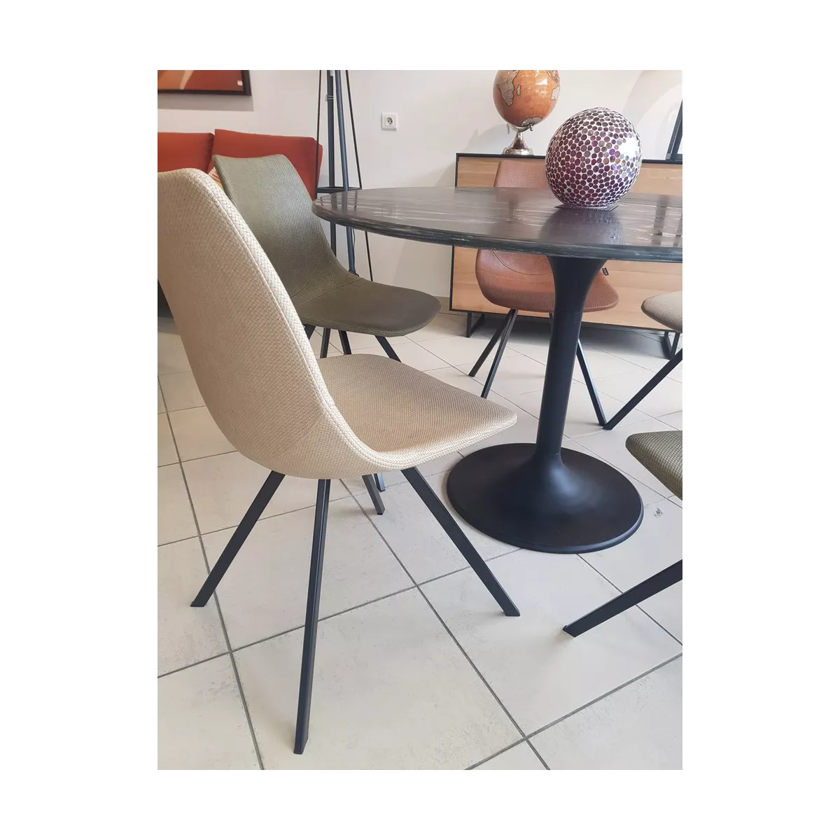 Chaise Happy Simili Wicker Beige