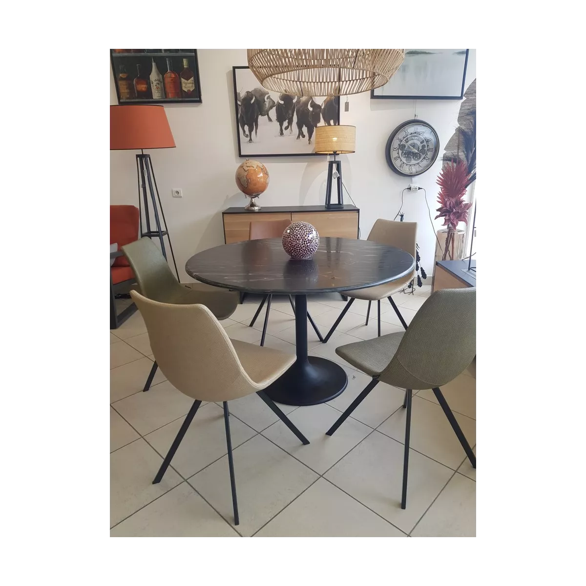 Chaise Happy Simili Wicker Caramel