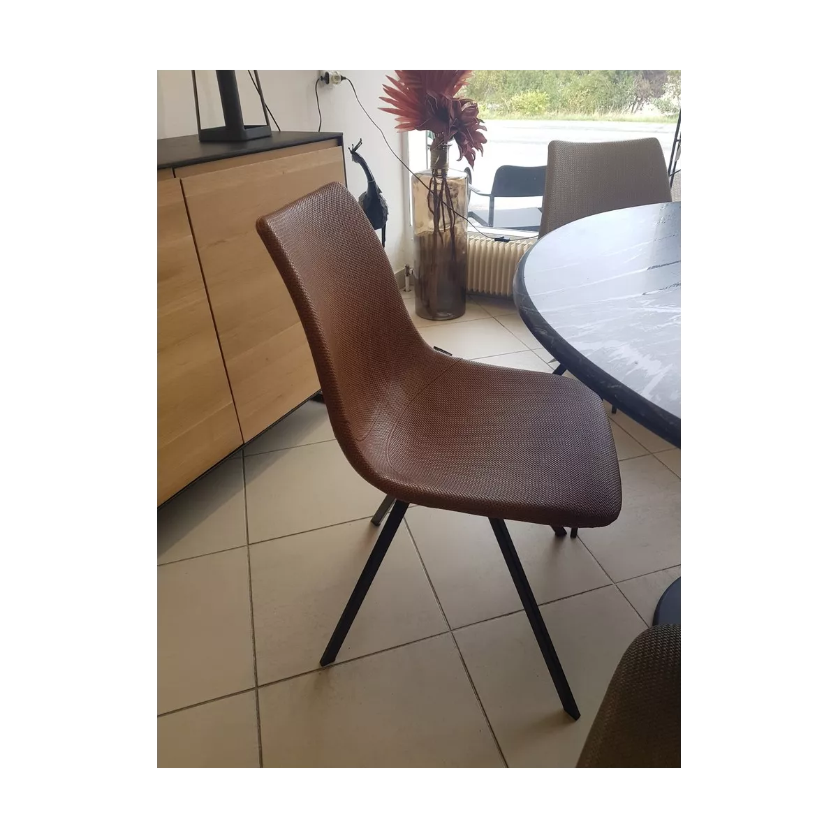 Chaise Happy Simili Wicker Caramel