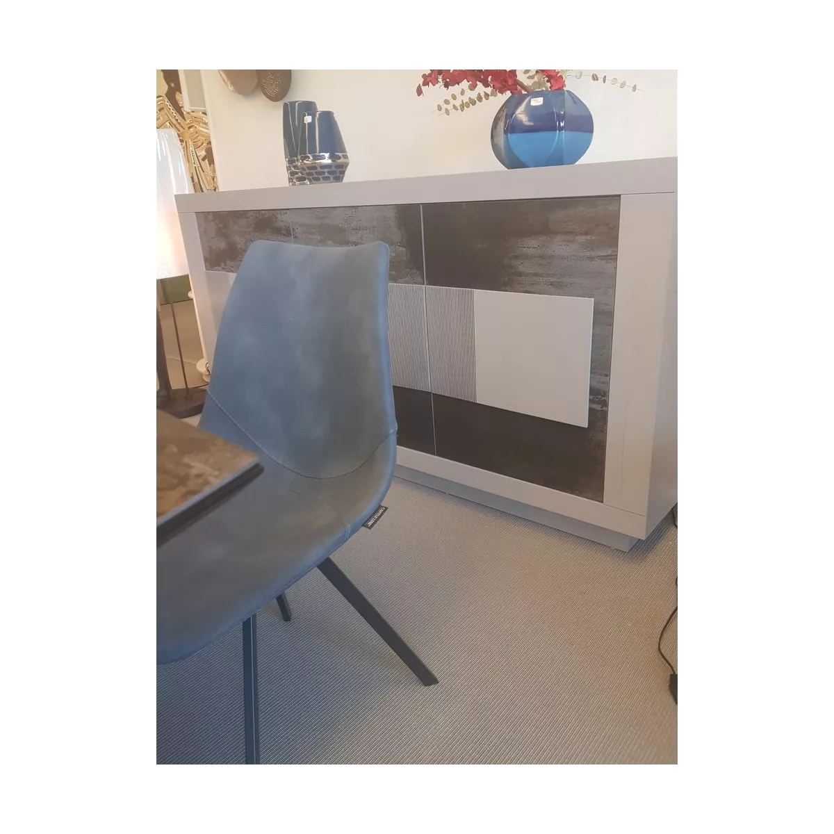 Chaise Happy Simili Bleu
