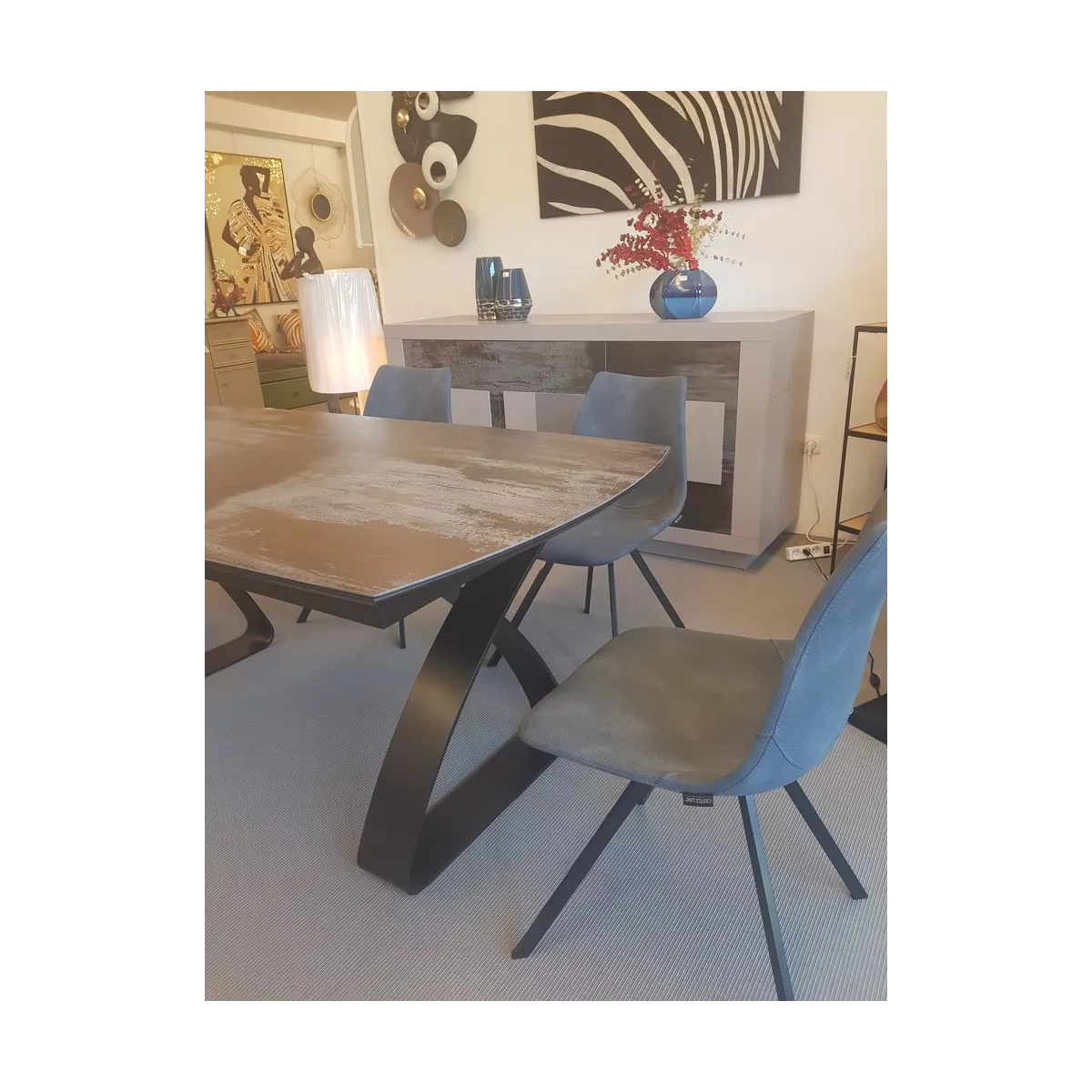 Chaise Happy Simili Bleu