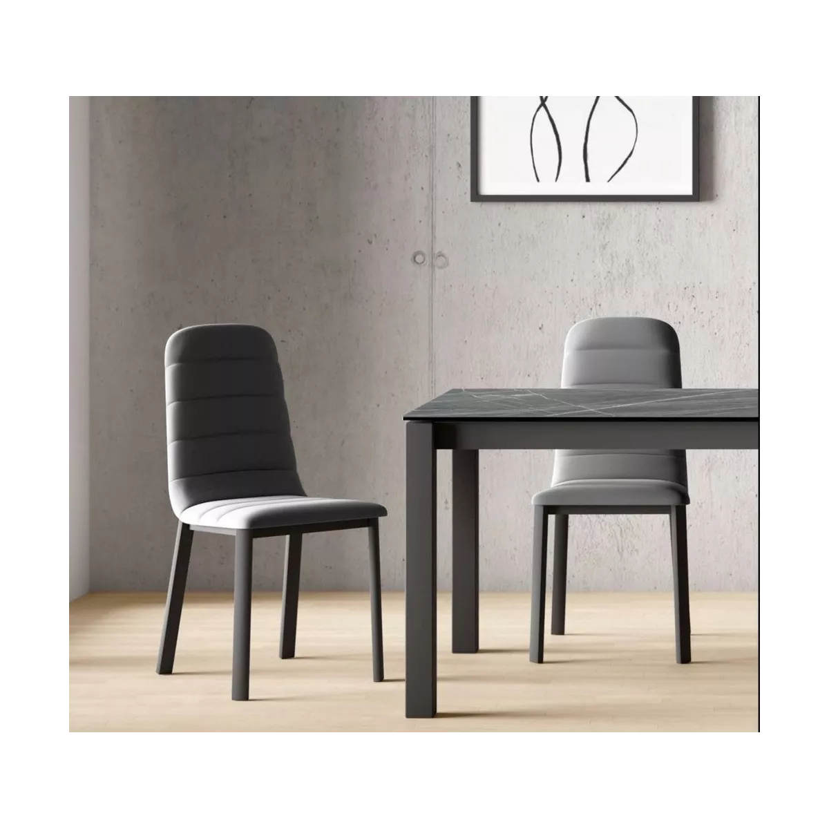 Table Tokio 140cm en Céramique Marbre Noir