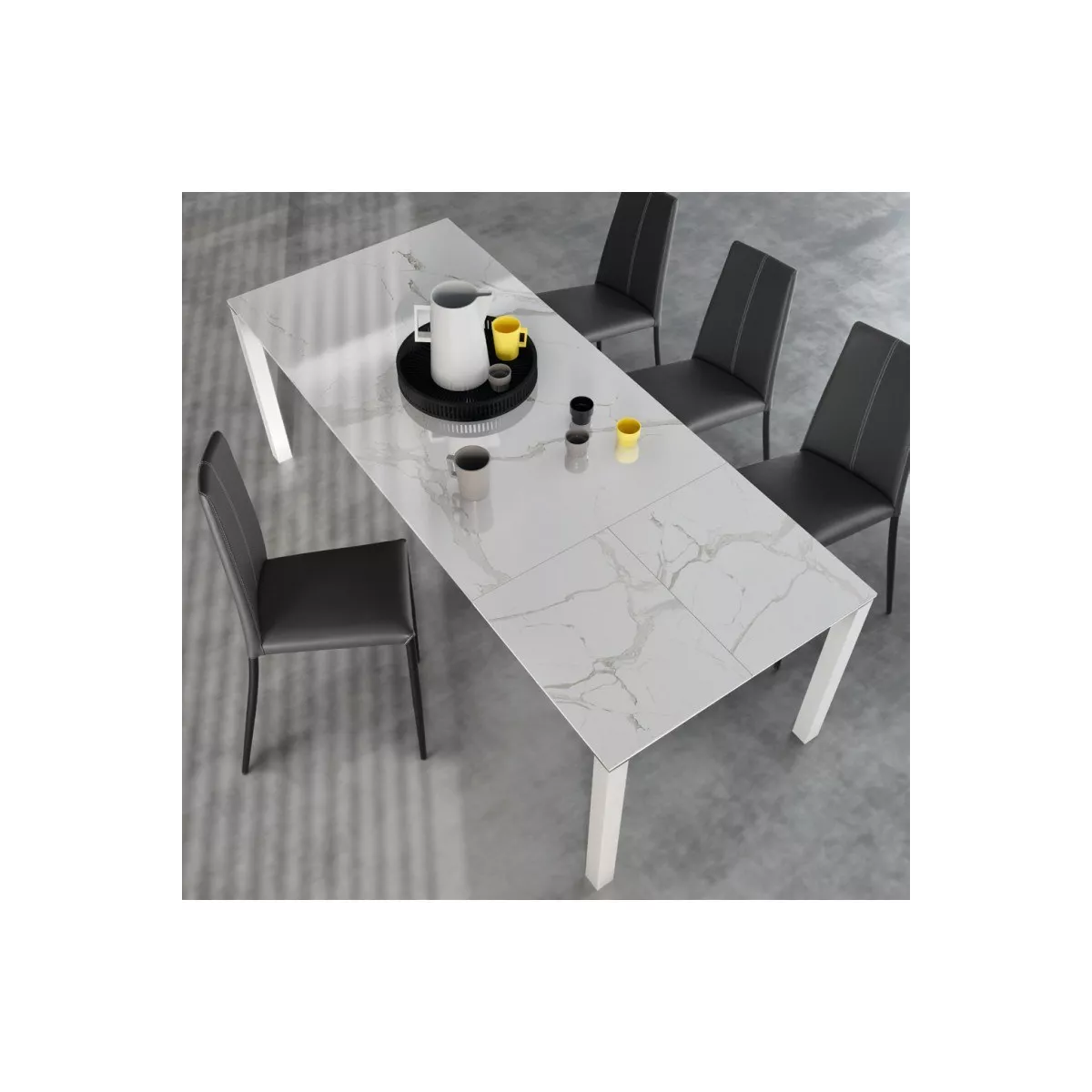 Table Tokio 180cm en Céramique Marbre Blanc