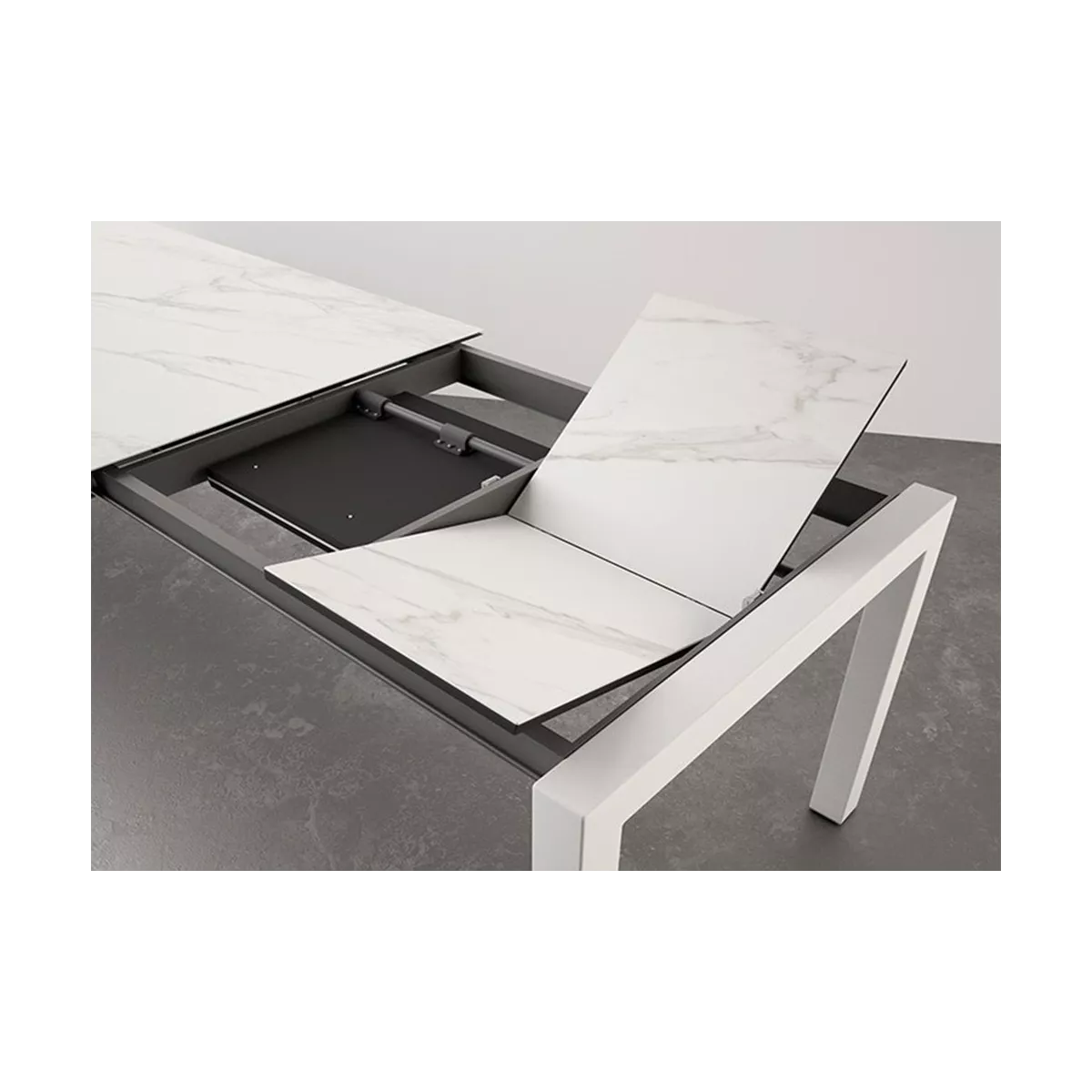 Table Tokio 180cm en Céramique Marbre Blanc