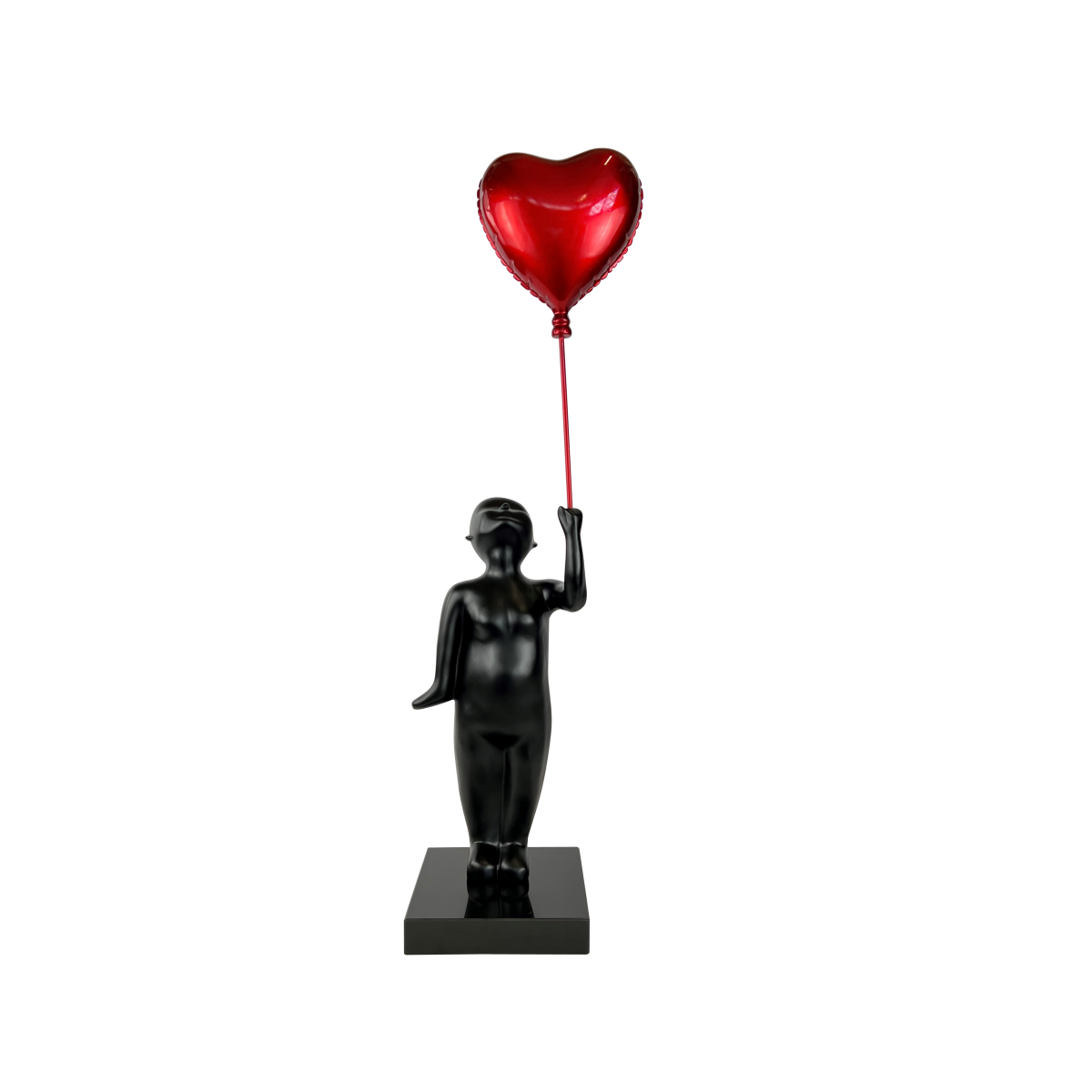 Ballon rouge avec des petits cœurs noirs