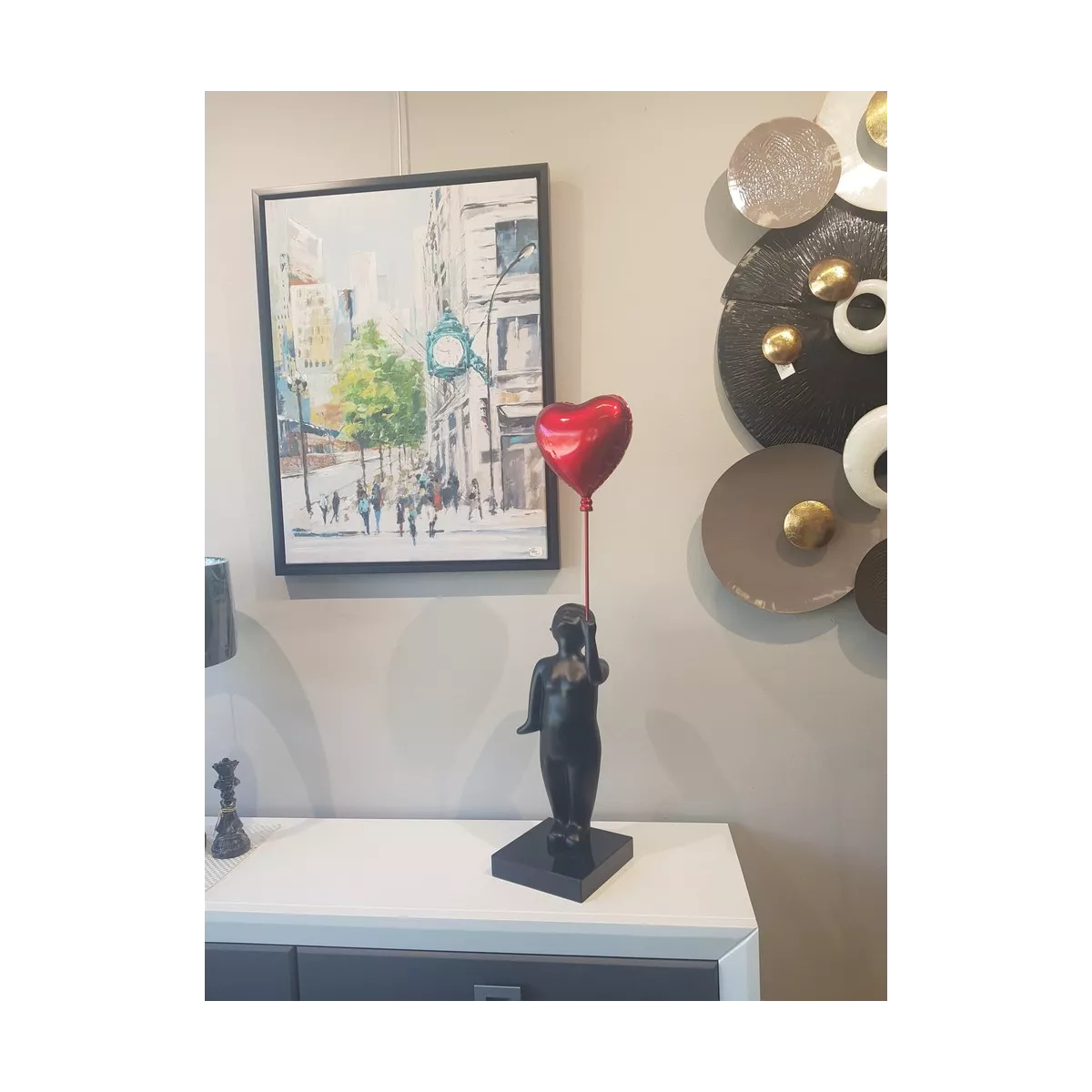 Statue Bonhomme ballon rouge H.87cm