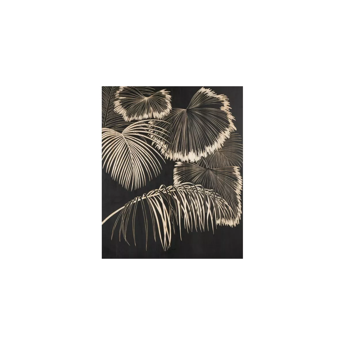 Tableau en Bois Sculpté Palmier Noir 90 x 110