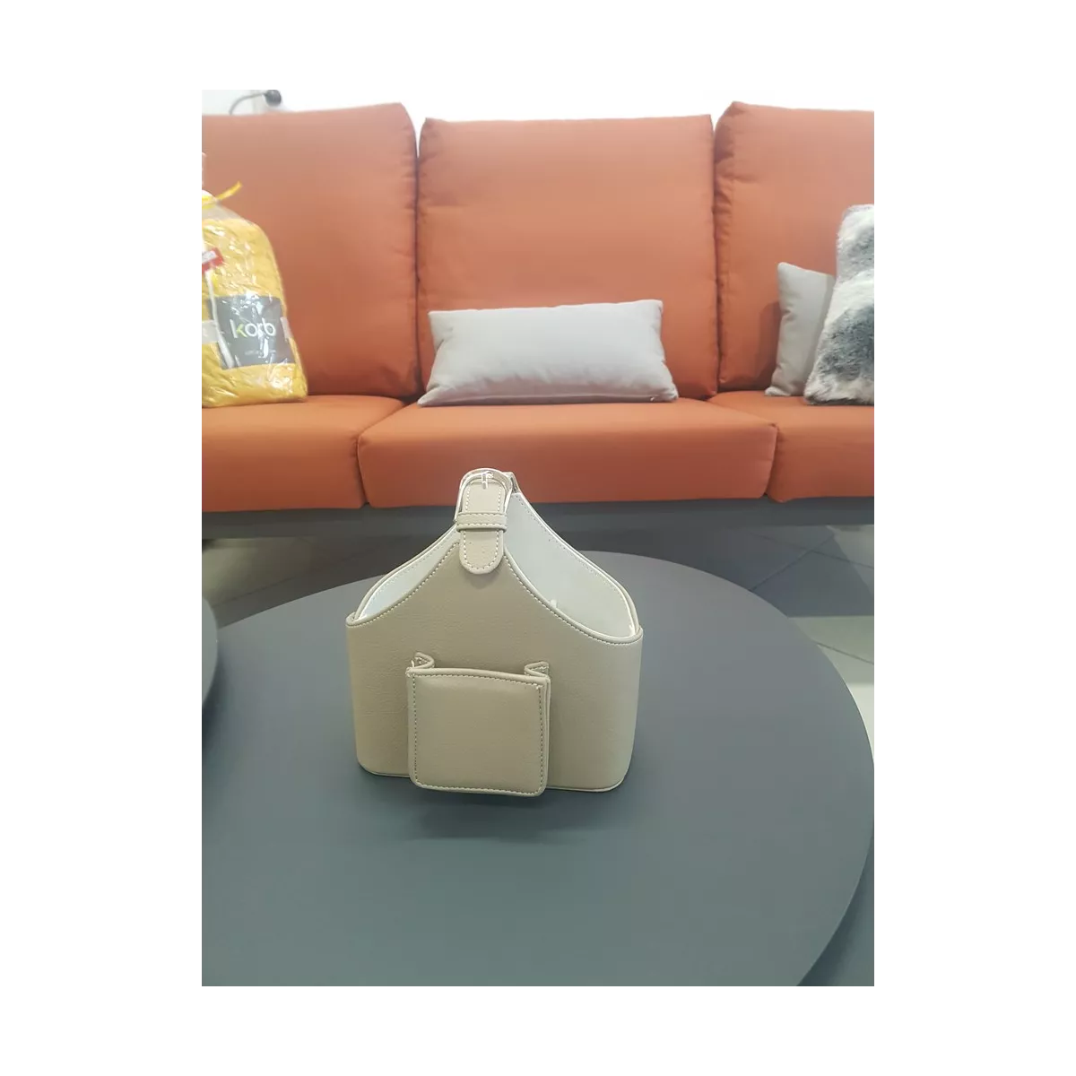 Porte télécommandes panier Nude cuir Grainé