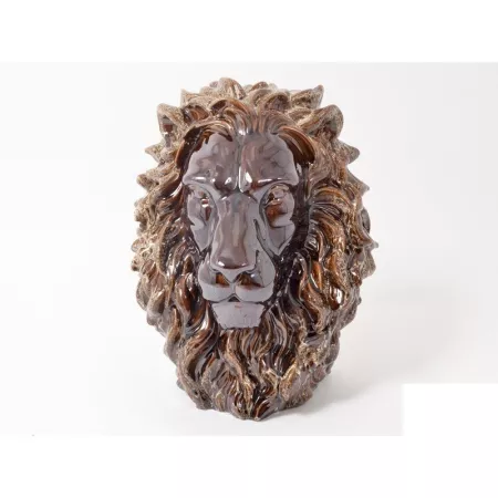 Sculpture Tête de Lion Marbrée H.44cm