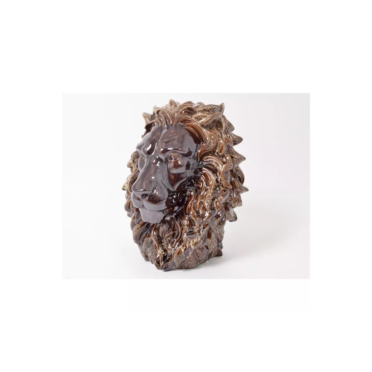 Sculpture Tête de Lion Marbrée H.44cm