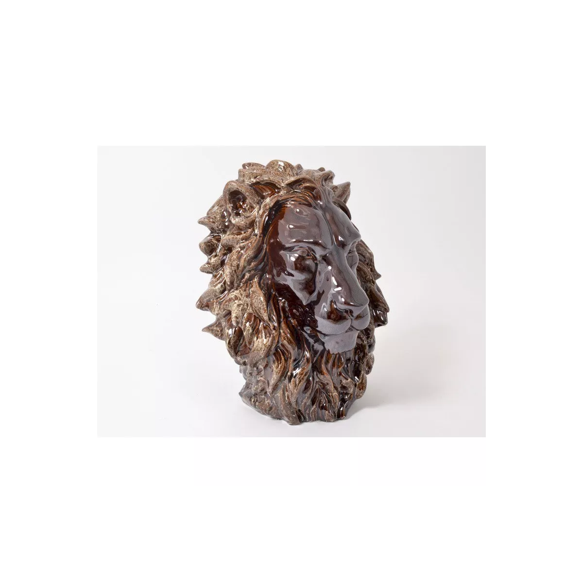 Sculpture Tête de Lion Marbrée H.44cm
