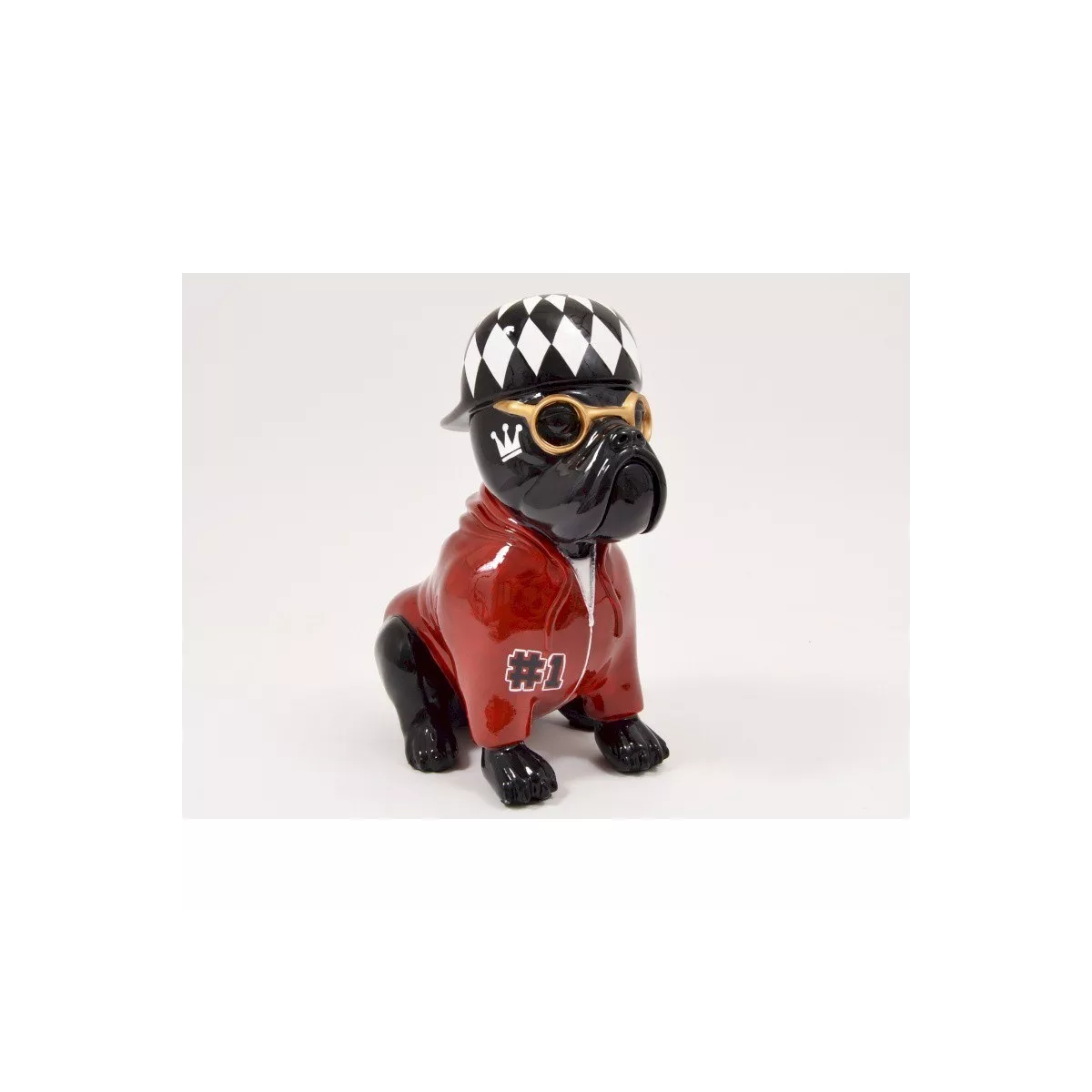 Sculpture Bulldog Casquette H.36cm