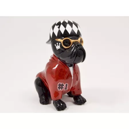 Sculpture Bulldog Casquette H.36cm