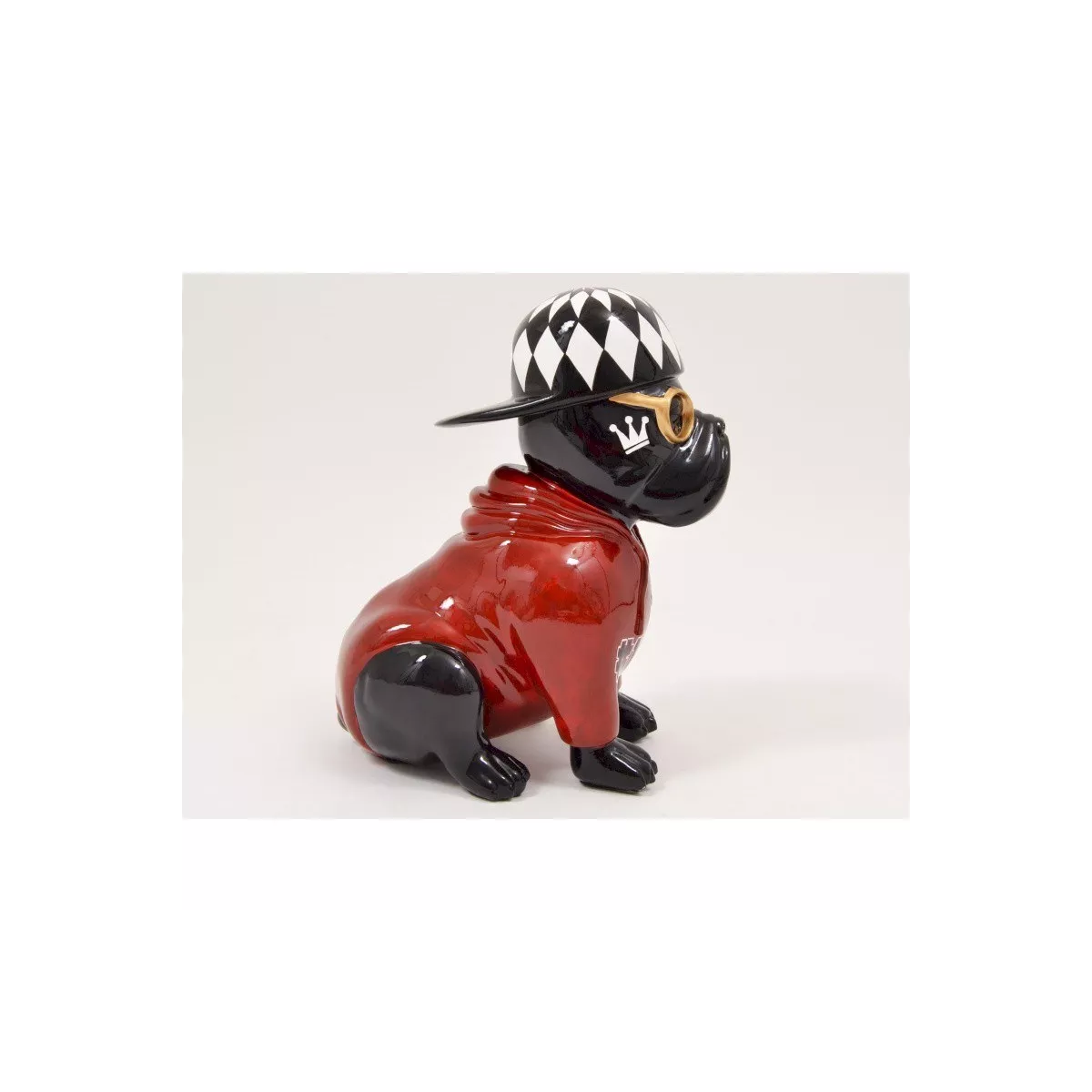 Sculpture Bulldog Casquette H.36cm
