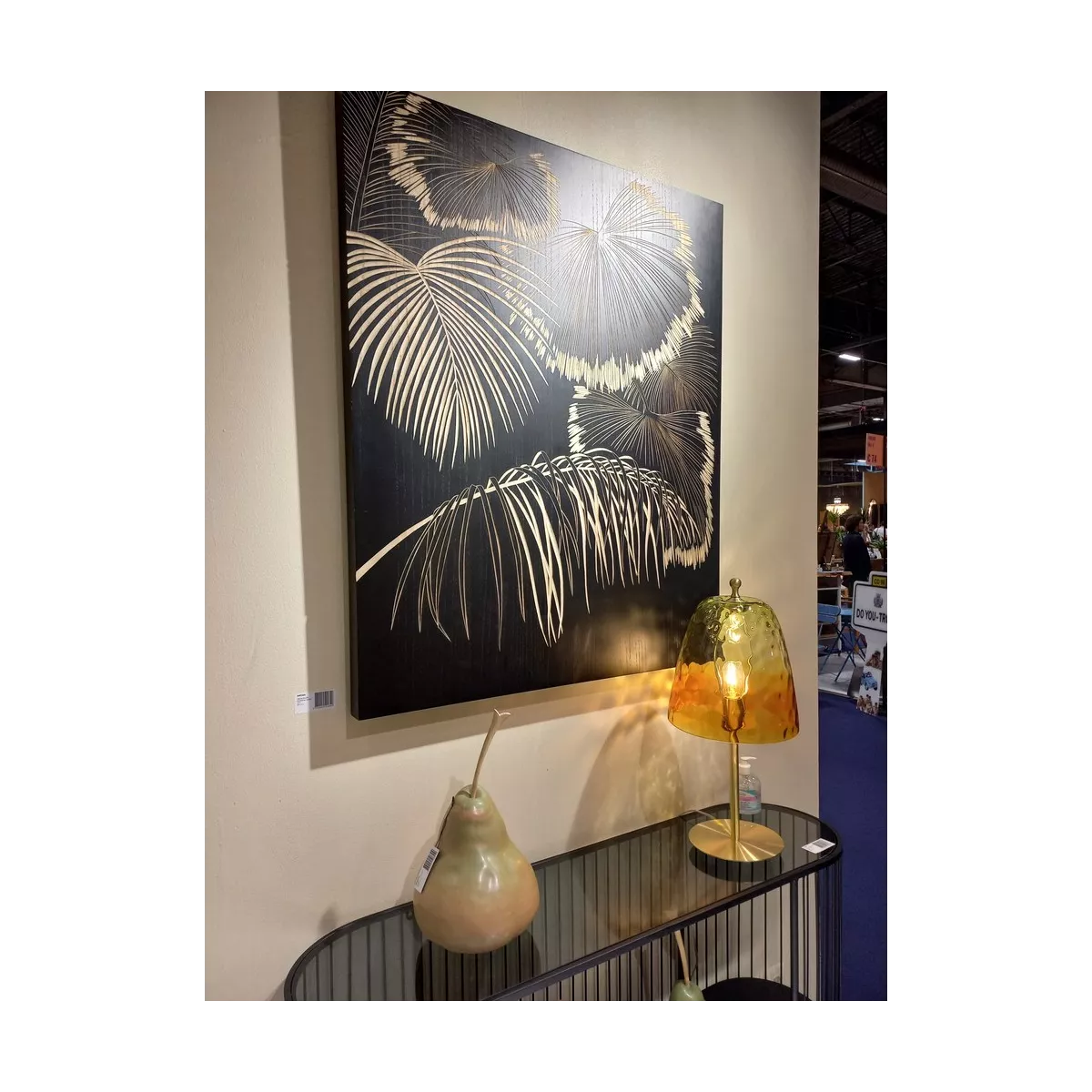 Tableau en Bois Sculpté Palmier Noir 90 x 110