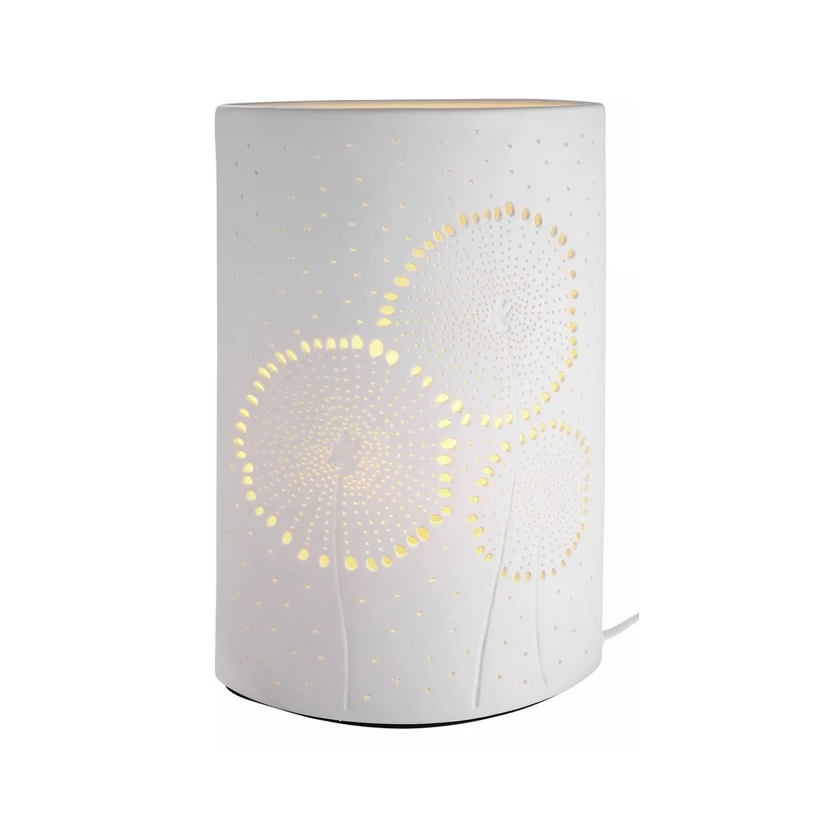 Lampe Porcelaine Ellipse Pissenlit H.28cm
