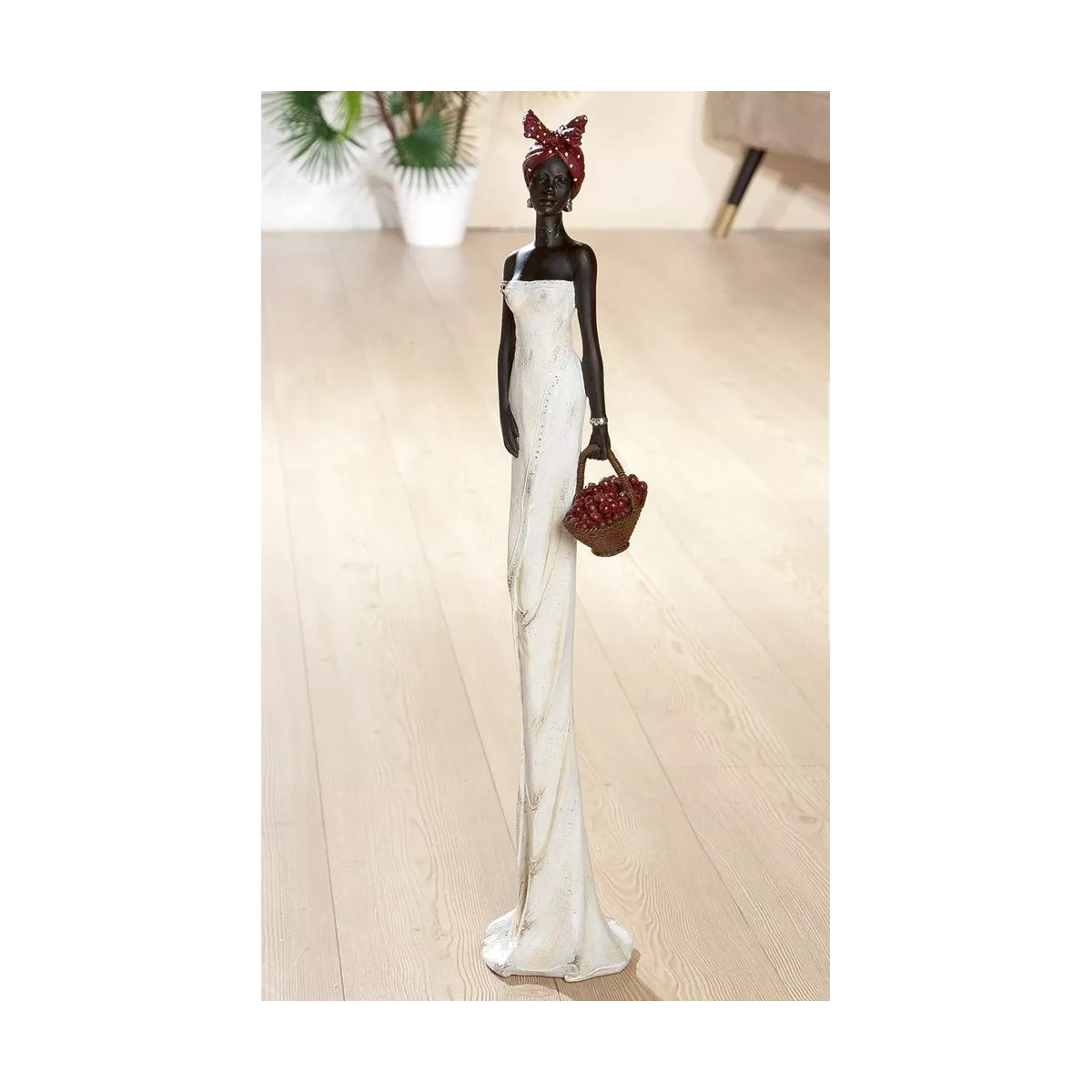 Statue Africaine Tortuga H.82 Panier