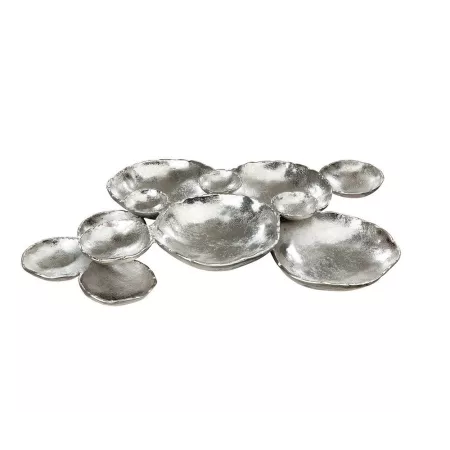 Centre de table Aluminium Nénuphars Argent 75x58
