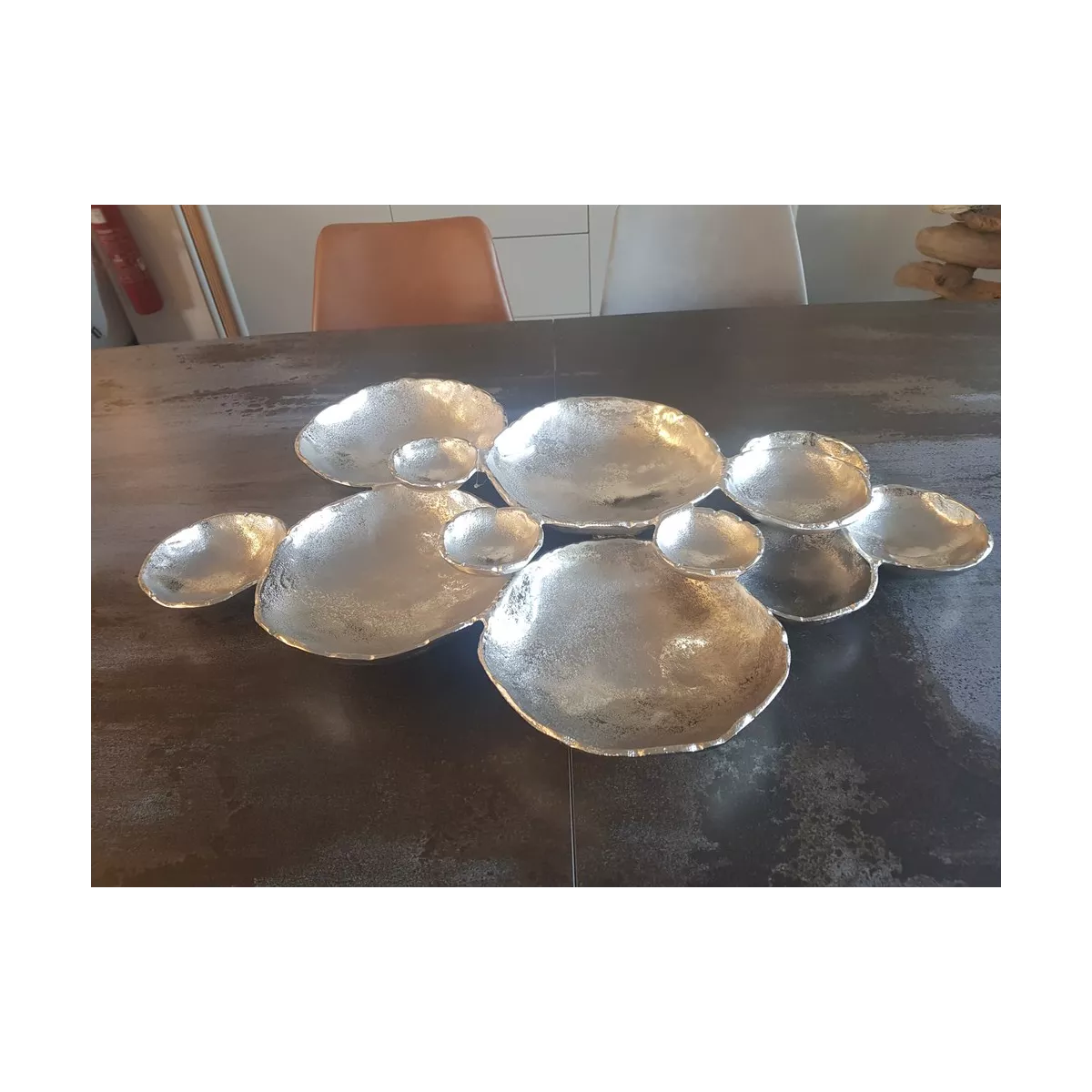 Centre de table Aluminium Nénuphars Argent 75x58