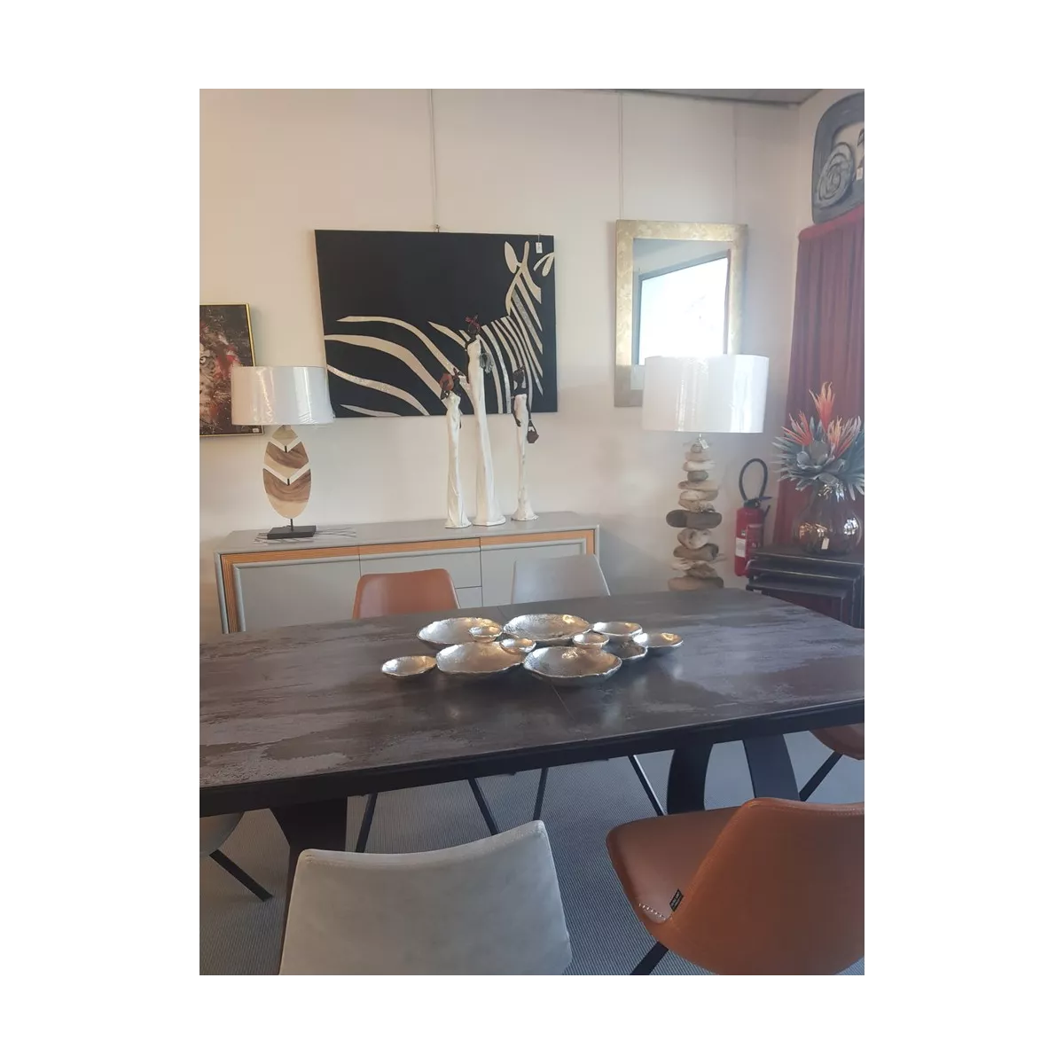 Centre de table Aluminium Nénuphars Argent 75x58