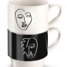 Ensemble de 2 Tasses Visage Blanc et Noir