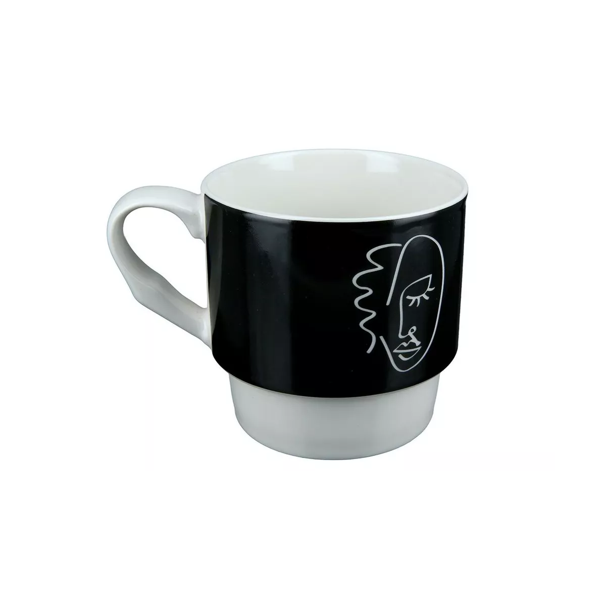 Ensemble de 2 Tasses Visage Blanc et Noir