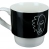 Ensemble de 2 Tasses Visage Blanc et Noir