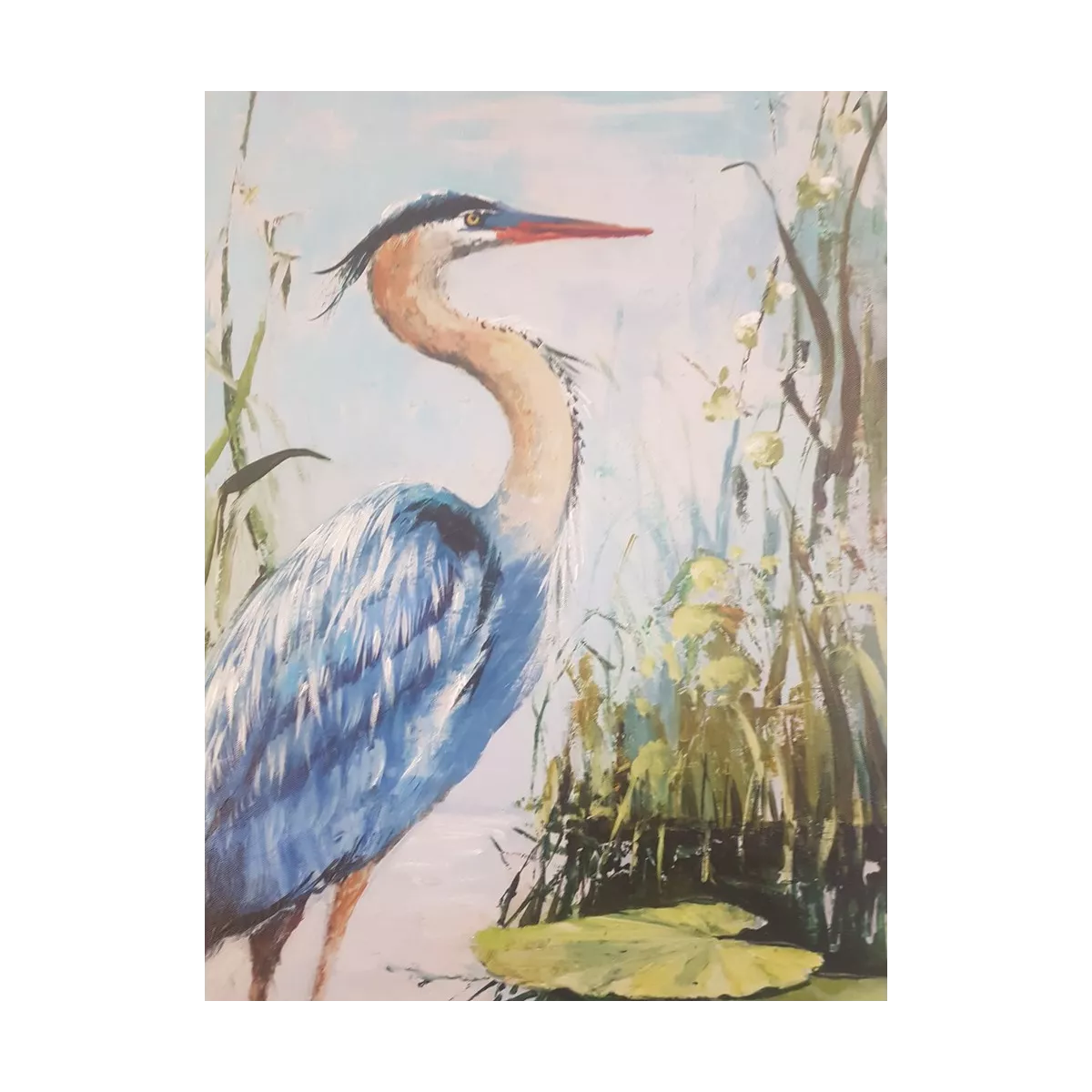 Tableau Heron Bleu 54x84