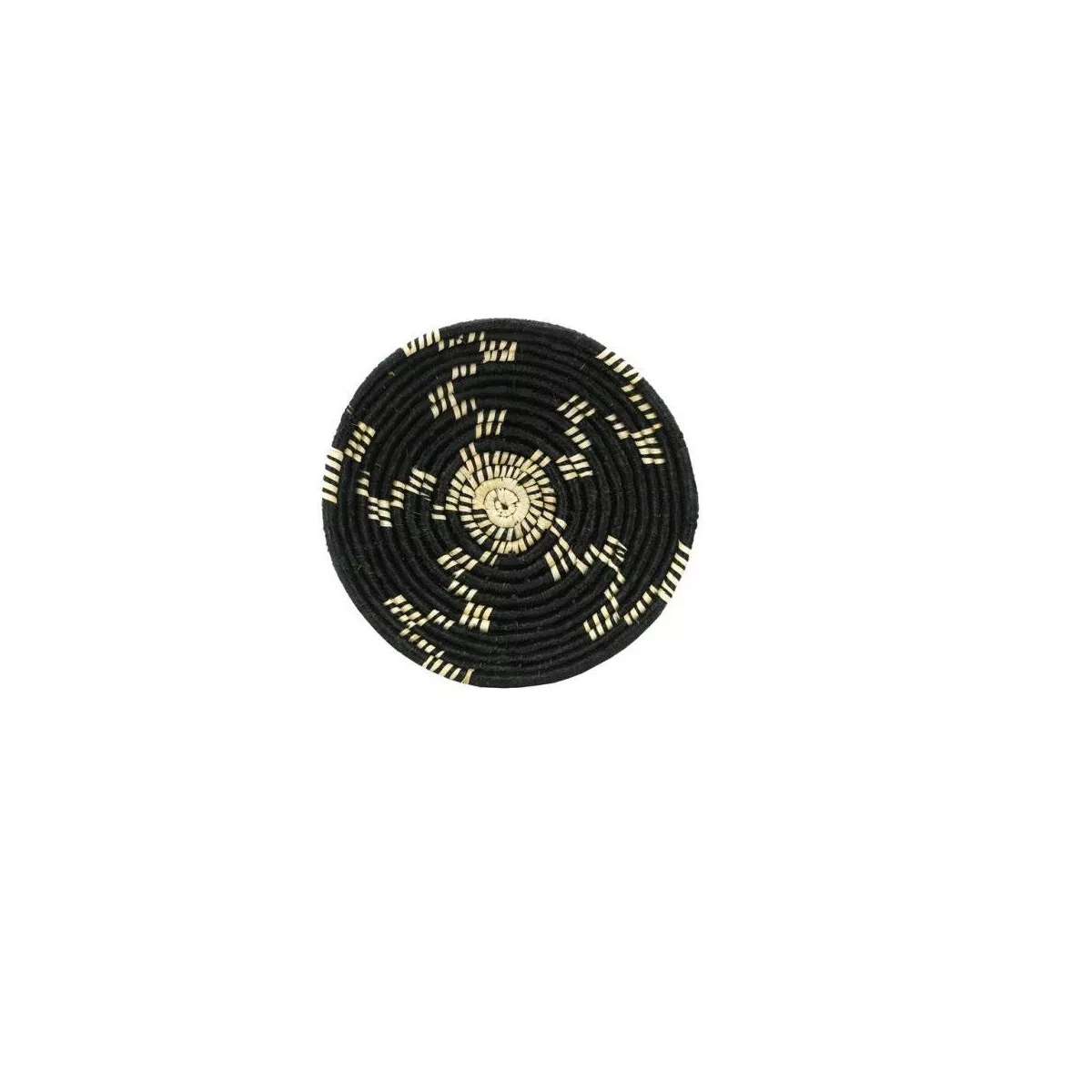 Corbeille  en jonc noir et blanc 43x43