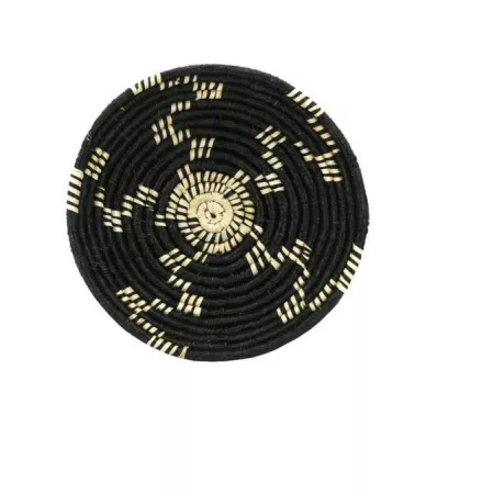 Corbeille  en jonc noir et blanc 43x43