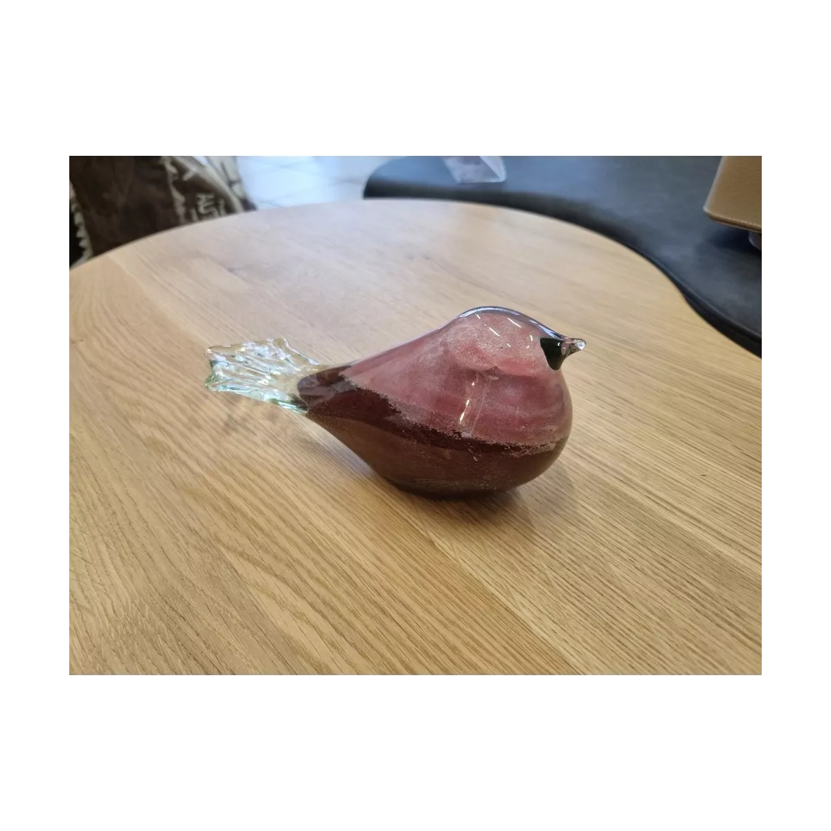 Oiseau Rose en pate de verre 20x10