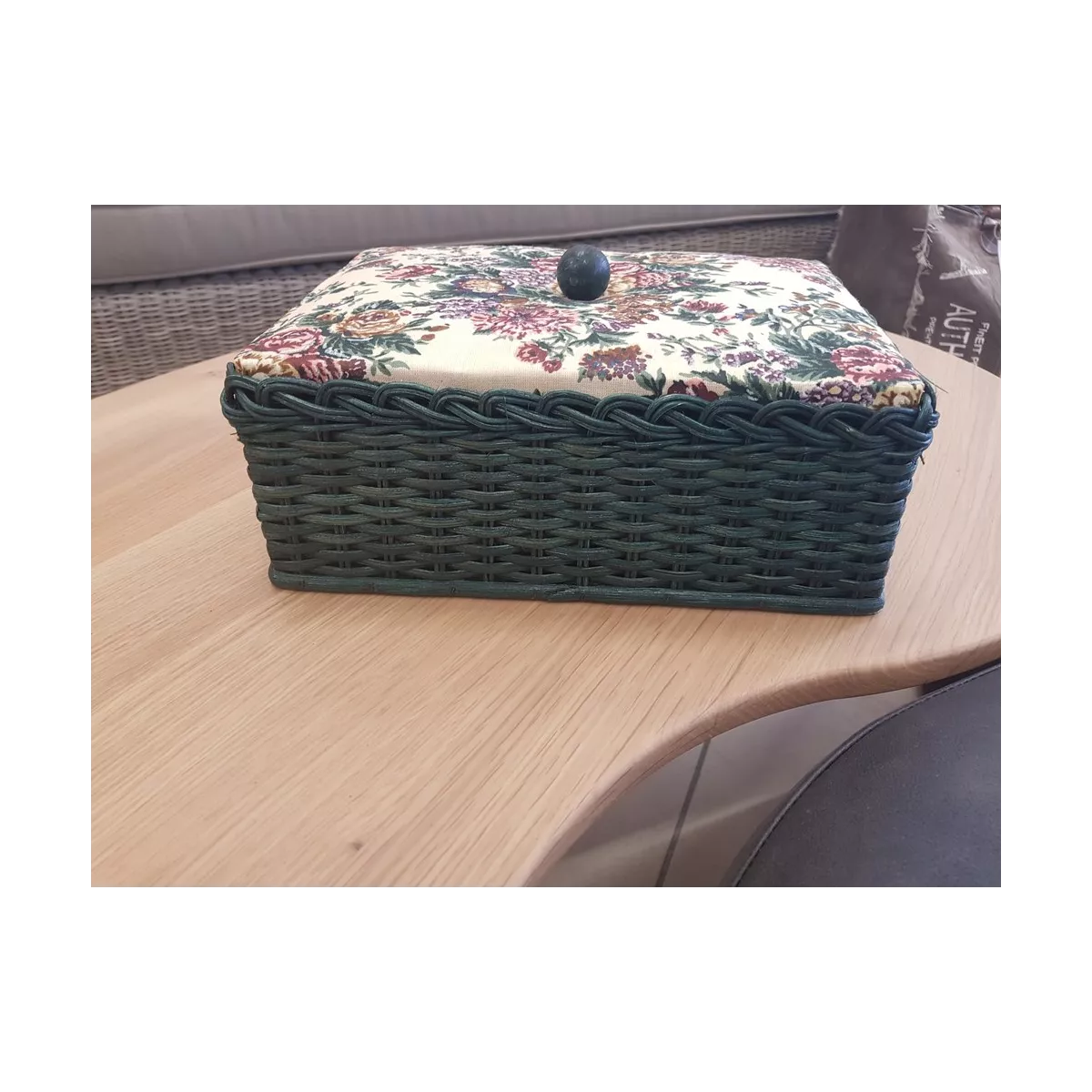 Coffret à couture en rotin Vert