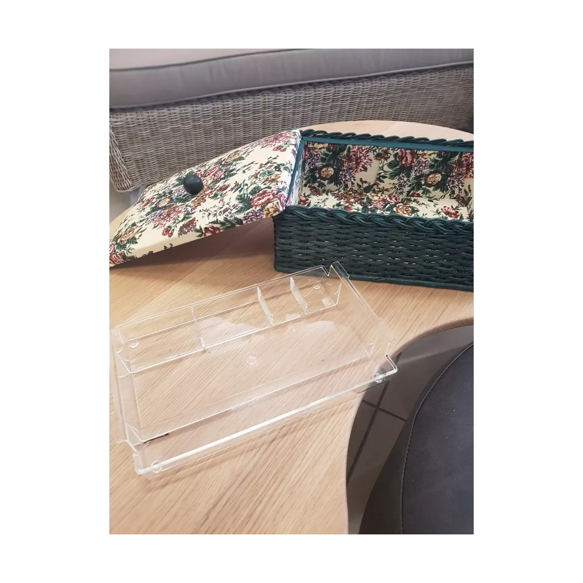 Coffret à couture en rotin Vert